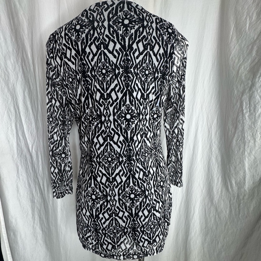 INC International Concepts Embellished Tunic Top Black White Tribal Boho M - Picture 8 of 8